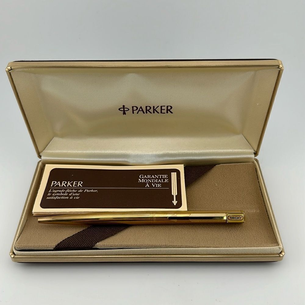1960’s Vintage Parker gold tone pen 58CKY radio station with box and insert